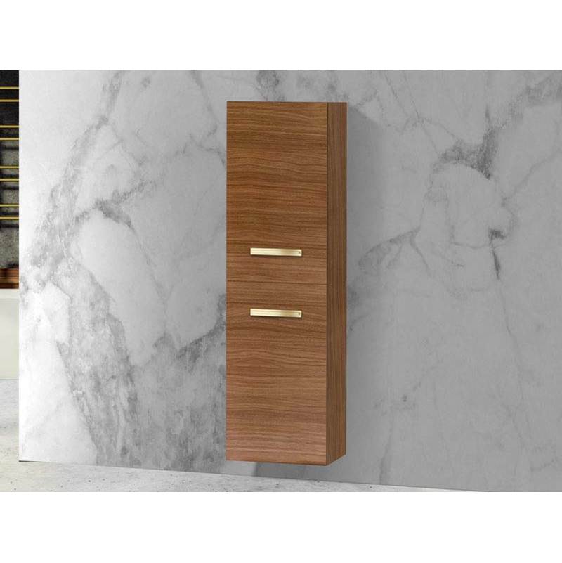 Madeli - Madeli Omni 20''W x 18''D x 71''H Wall Hung Linen Cabinet R Hinged in Natural Walnut/HW: Satin Brass(SB) - Natural Walnut With Satin Brass