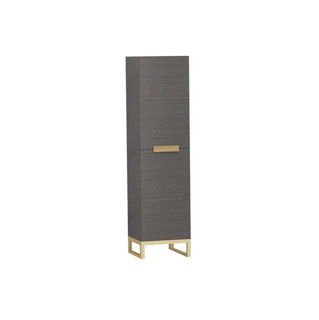 Madeli - Madeli Soho 20''W x 18''D x 76''H Free Standing Linen Cabinet L Hinged in Ash Grey/HW: Satin Brass(SB) - Ash Gray With Satin Brass