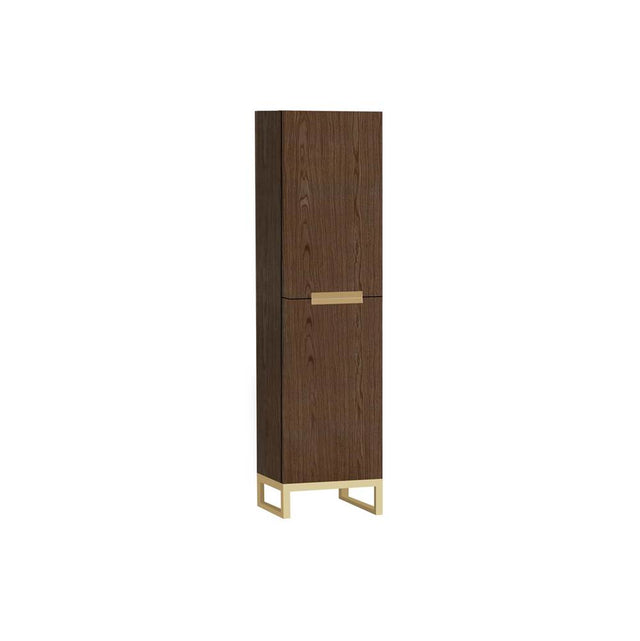 Madeli - Madeli Soho 20''W x 18''D x 76''H Free Standing Linen Cabinet L Hinged in Brandy/HW: Satin Brass(SB) - Brandy With Satin Brass