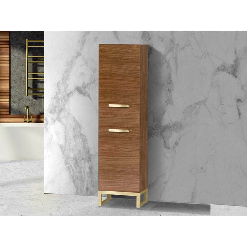 Madeli - Madeli Savvy 20''W x 18''D x 76''H Free Standing Linen Cabinet L Hinged in Natural Walnut/HW: Brushed Nickel(BN) - Natural Walnut With Brushed Nickel