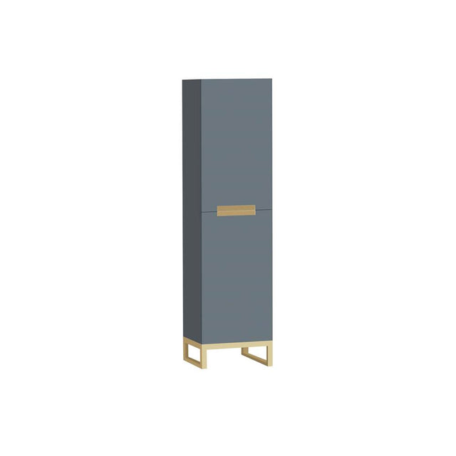 Madeli - Madeli Soho 20''W x 18''D x 76''H Free StandingLt Linen Cabinet L Hinged in Studio Grey/HW: Satin Brass(SB) - Studio Gray With Satin Brass