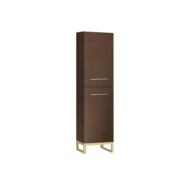 Madeli - Madeli Savvy 20''W x 18''D x 76''H Free Standing Linen Cabinet L Hinged in Walnut/HW: Satin Brass(SB) - Walnut With Satin Brass