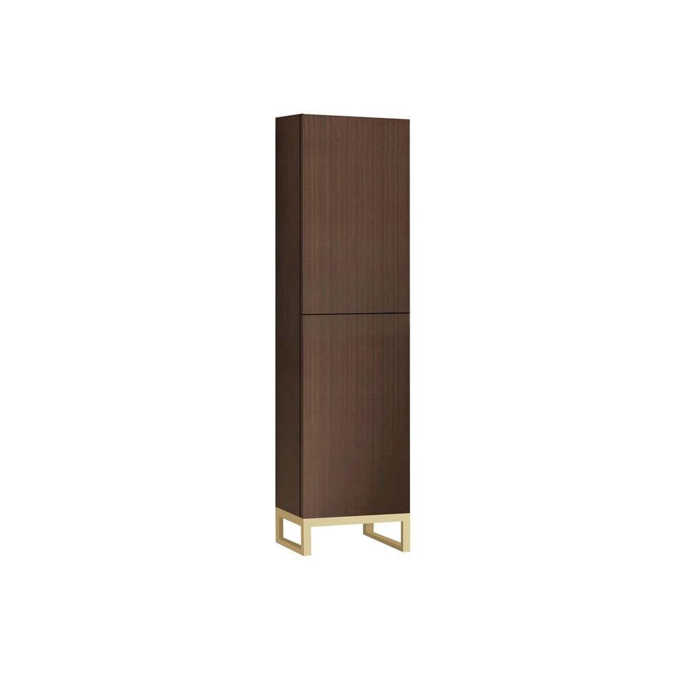 Madeli - Madeli Savvy 20''W x 18''D x 76''H Free Standing Linen Cabinet L Hinged in Walnut/HW: No Handles - Feet in Polished Chrome(PC) - Walnut With Polished Chrome