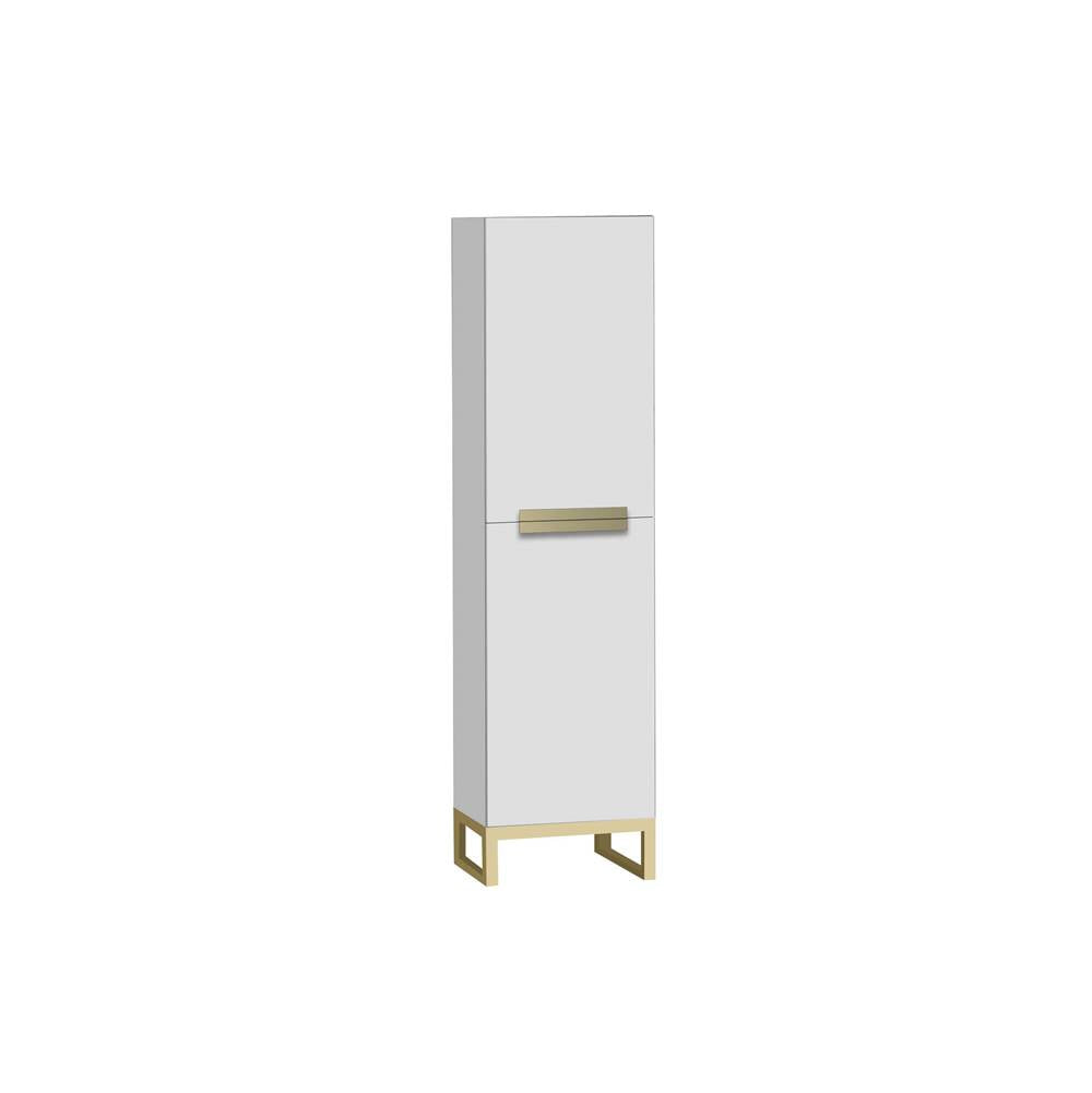 Madeli - Madeli Soho 20''W x 18''D x 76''H Free Standing Linen Cabinet L Hinged in White/HW: Polished Nickel(PN) - White With Polished Nickel