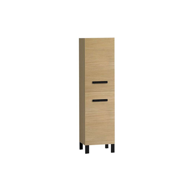 Madeli - Madeli Savvy 20''W x 18''D x 76''H Free Standing Linen Cabinet L Hinged in Natural Oak/HW: Satin Brass(SB) - Natural Oak With Satin Brass