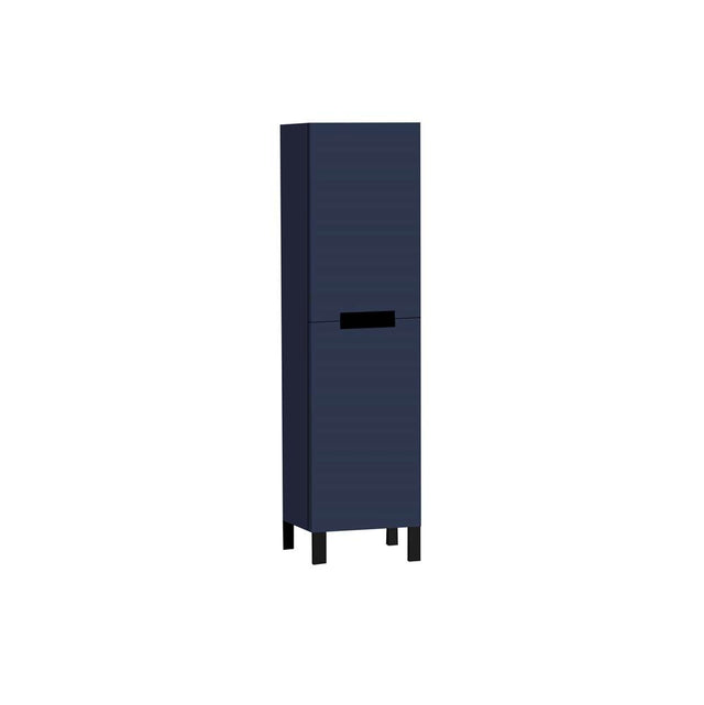 Madeli - Madeli Soho 20''W x 18''D x 76''H Free Standing Linen Cabinet L Hinged in Sapphire/HW: Matte Black(MB) - Sapphire With Matte Black