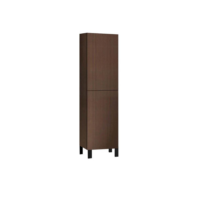 Madeli - Madeli Savvy 20''W x 18''D x 76''H Free Standing Linen Cabinet L Hinged in Walnut/HW: No Handles - Feet in Matte Black(MB) - Walnut With Matte Black