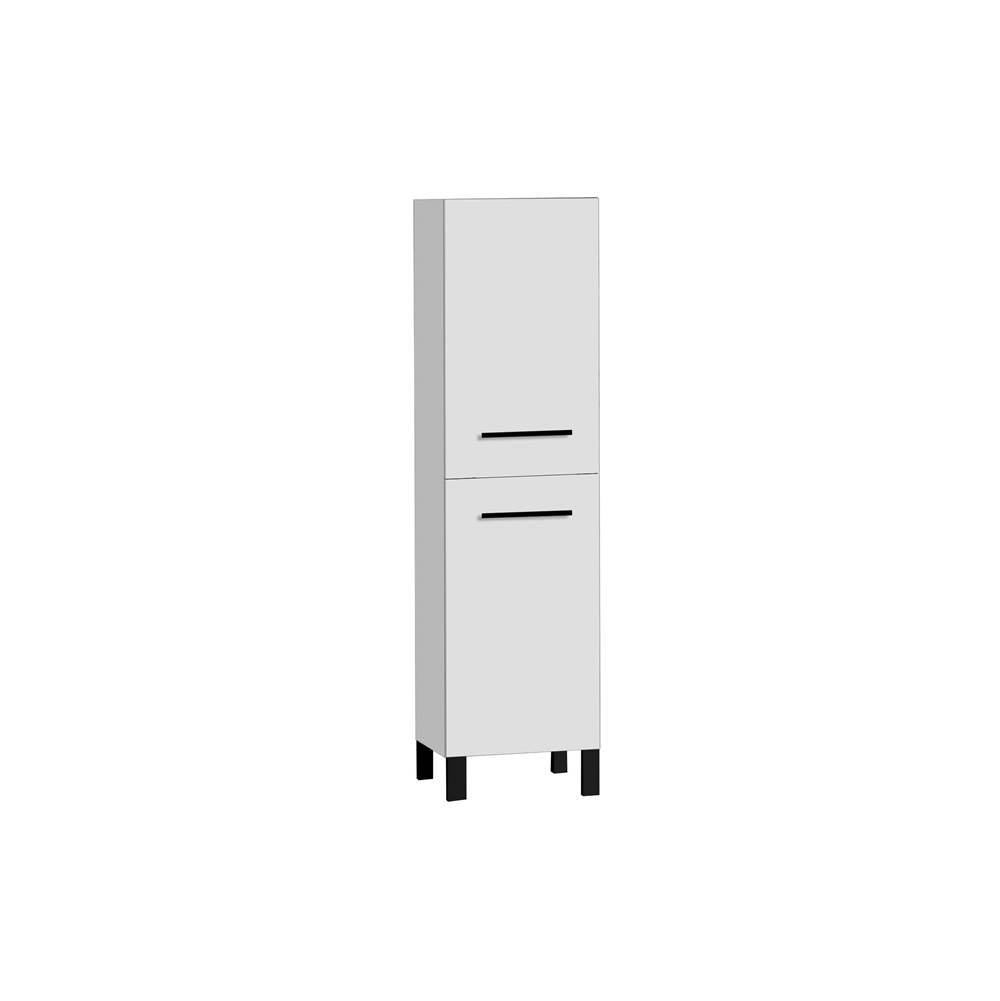 Madeli - Madeli Savvy 20''W x 18''D x 76''H Free Standing Linen Cabinet L Hinged in White/HW: Satin Brass(SB) - White With Satin Brass