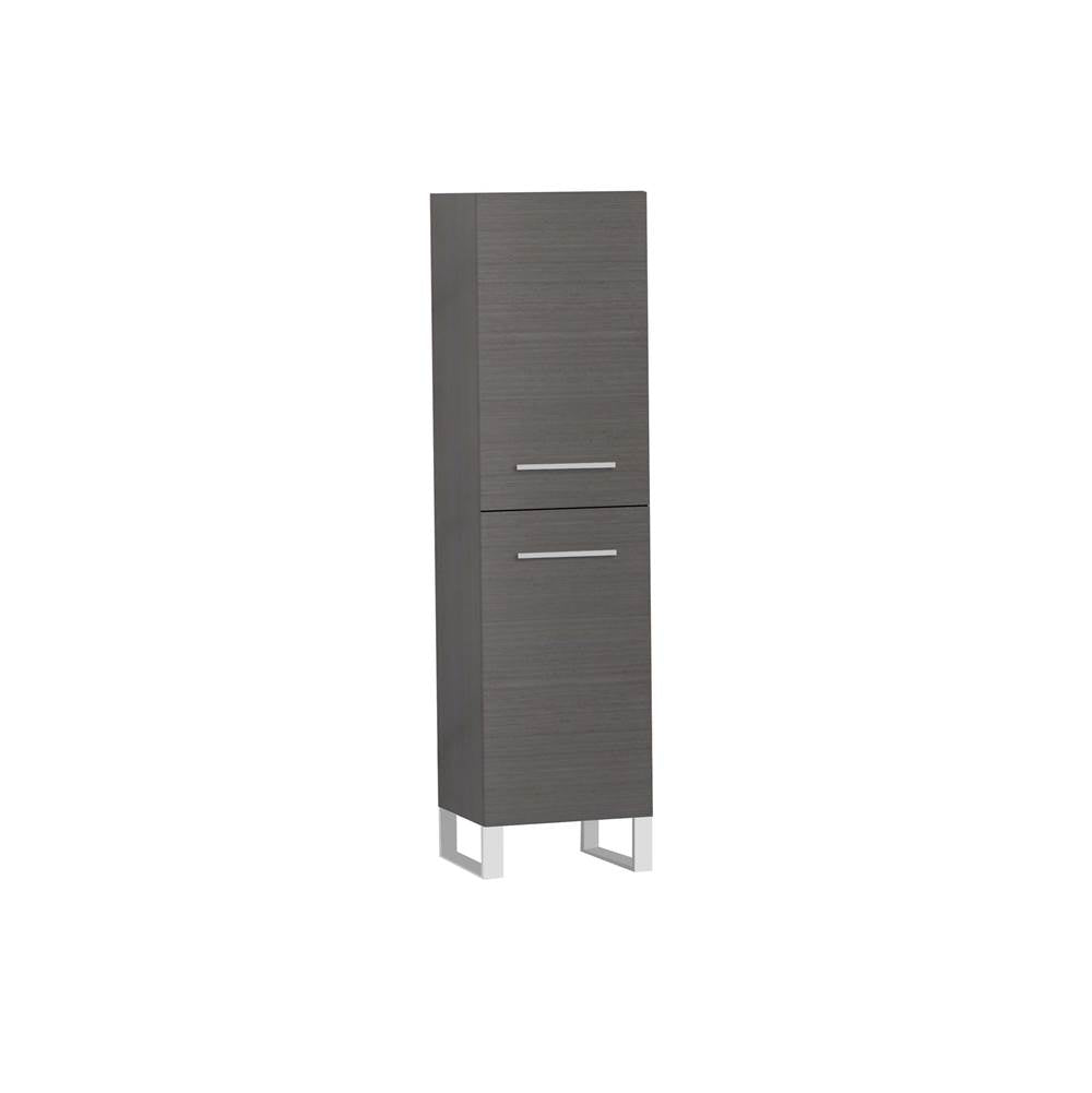 Madeli - Madeli Savvy 20''W x 18''D x 76''H Free Standing Linen Cabinet L Hinged in Ash Grey/HW: Polished Chrome(PC) - Ash Gray With Polished Chrome