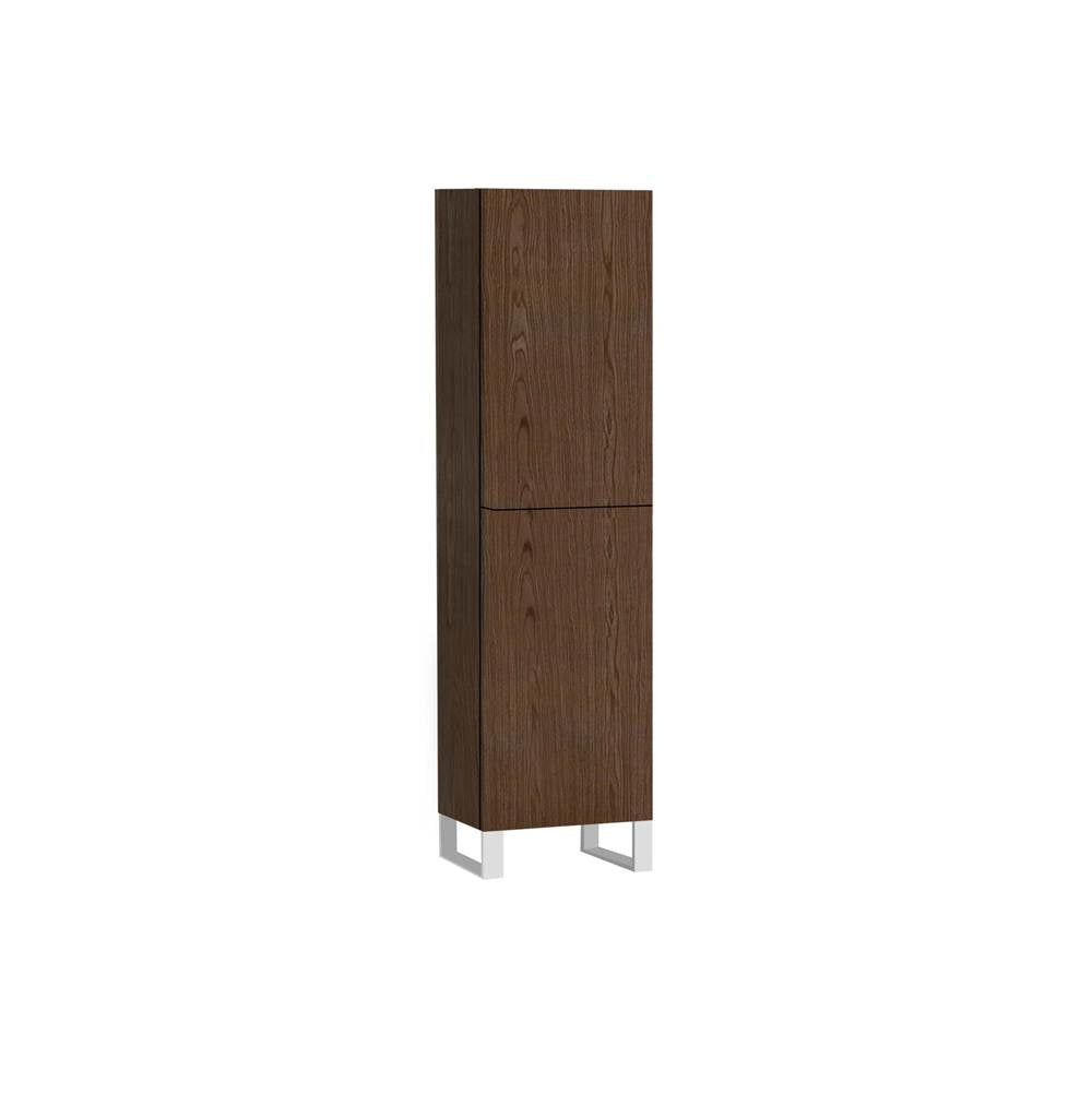 Madeli - Madeli Savvy 20''W x 18''D x 76''H Free Standing Linen Cabinet L Hinged in Brandy/HW: No Handles - Feet in Satin Brass(SB) - Brandy With Satin Brass