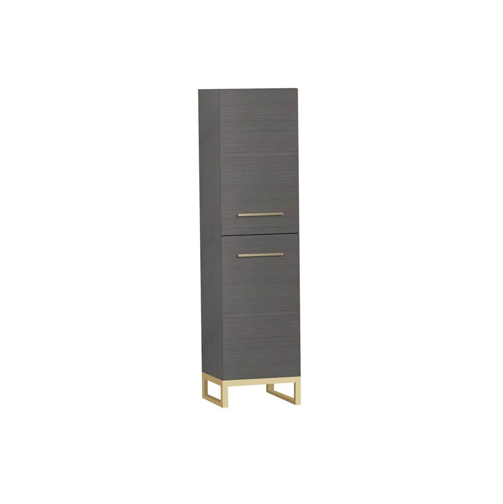 Madeli - Madeli Savvy 20''W x 18''D x 76''H Free Standing Linen Cabinet R Hinged in Ash Grey/HW: Satin Brass(SB) - Ash Gray With Satin Brass
