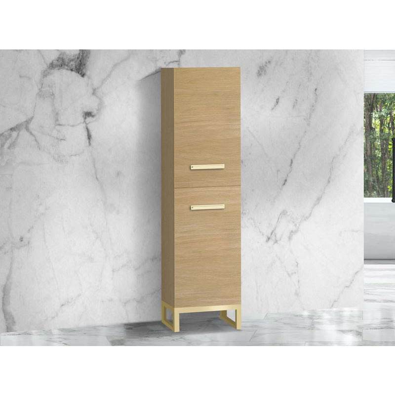 Madeli - Madeli Savvy 20''W x 18''D x 76''H Free Standing Linen Cabinet R Hinged in Natural Oak/HW: Satin Brass(SB) - Natural Oak With Satin Brass