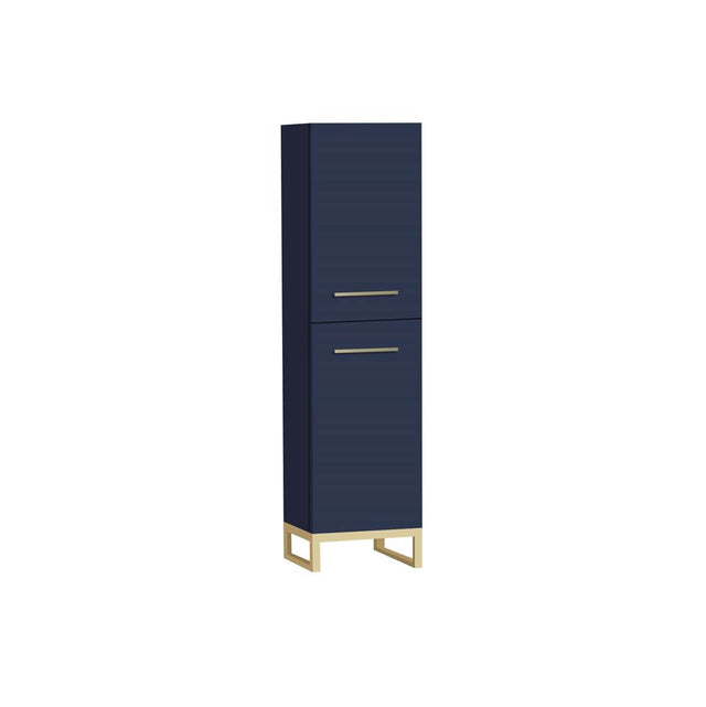 Madeli - Madeli Savvy 20''W x 18''D x 76''H Free Standing Linen Cabinet R Hinged in Sapphire/HW: Satin Brass(SB) - Sapphire With Satin Brass