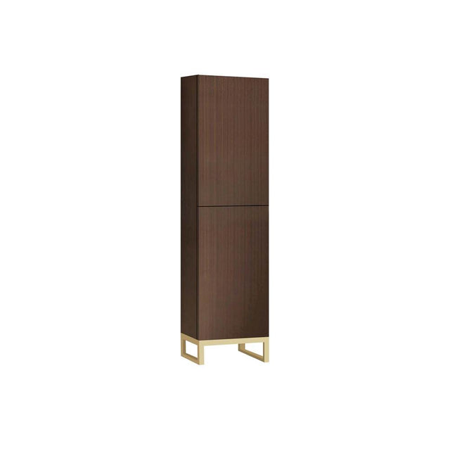 Madeli - Madeli Savvy 20''W x 18''D x 76''H Free Standing Linen Cabinet R Hinged in Walnut/HW: No Handles - Feet in Brushed Nickel(BN) - Walnut With Brushed Nickel