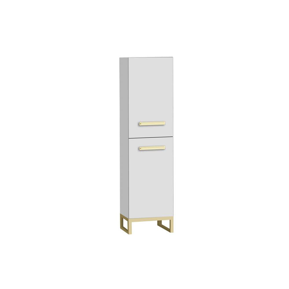 Madeli - Madeli Savvy 20''W x 18''D x 76''H Free Standing Linen Cabinet R Hinged in White/HW: Brushed Nickel(BN) - White With Brushed Nickel