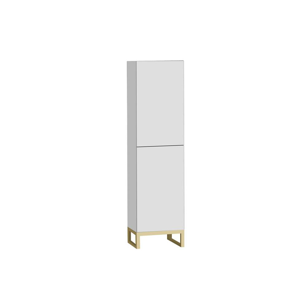 Madeli - Madeli Savvy 20''W x 18''D x 76''H Free Standing Linen Cabinet R Hinged in White/HW: No Handles - Feet in Polished Nickel(PN) - White With Polished Nickel