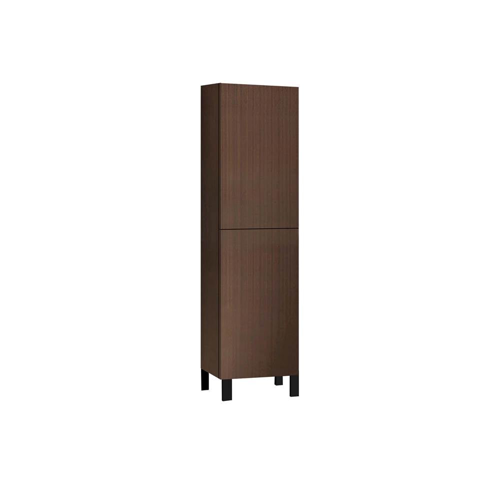 Madeli - Madeli Savvy 20''W x 18''D x 76''H Free Standing Linen Cabinet R Hinged in Walnut/HW: No Handles - Feet in Matte Black(MB) - Walnut With Matte Black