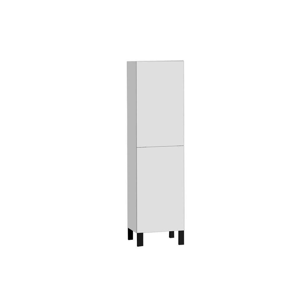 Madeli - Madeli Savvy 20''W x 18''D x 76''H Free Standing Linen Cabinet R Hinged in White/HW: No Handles - Feet in Polished Nickel(PN) - White With Polished Nickel