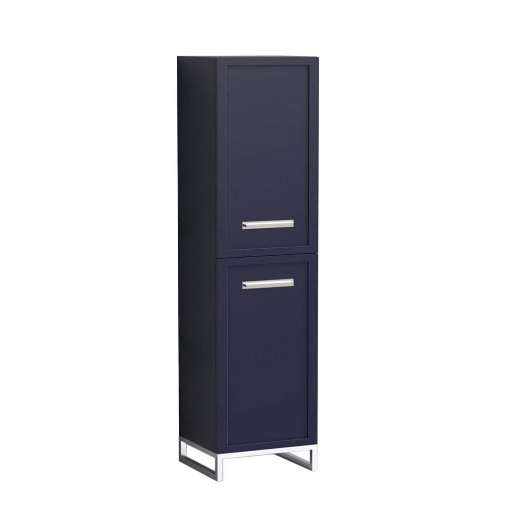 Madeli - Madeli Portrait 20''W x 18''D x 76''HW x 18''D x 76''H Free Standing Linen Cabinet L Hinged in Sapphire/HW: Handles/Feet Polished Chrome(PC) - Sapphire With Polished Chrome