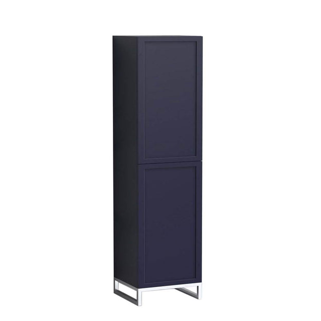 Madeli - Madeli Portrait 20''W x 18''D x 76''HW x 18''D x 76''H Free Standing Linen Cabinet L Hinged in Sapphire/HW: No Handles - Feet Brushed Nickel(BN) - Sapphire With Brushed Nickel