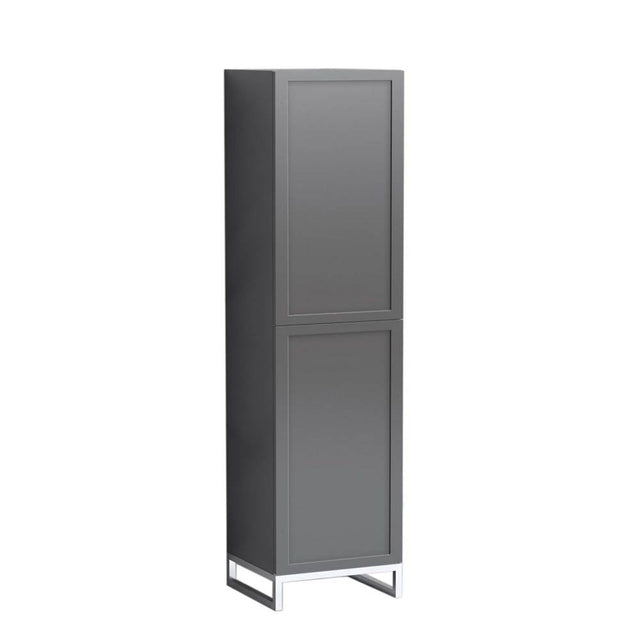 Madeli - Madeli Portrait 20''W x 18''D x 76''HW x 18''D x 76''H Free Standing Linen Cabinet L Hinged in Studio Grey/HW: No Handles - Feet Satin Brass(SB) - Studio Gray With Satin Brass