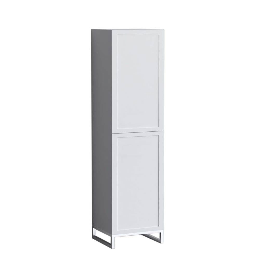 Madeli - Madeli Portrait 20''W x 18''D x 76''HW x 18''D x 76''H Free Standing Linen Cabinet L Hinged in White/HW: No Handles - Feet Matte Black(MB) - White With Matte Black