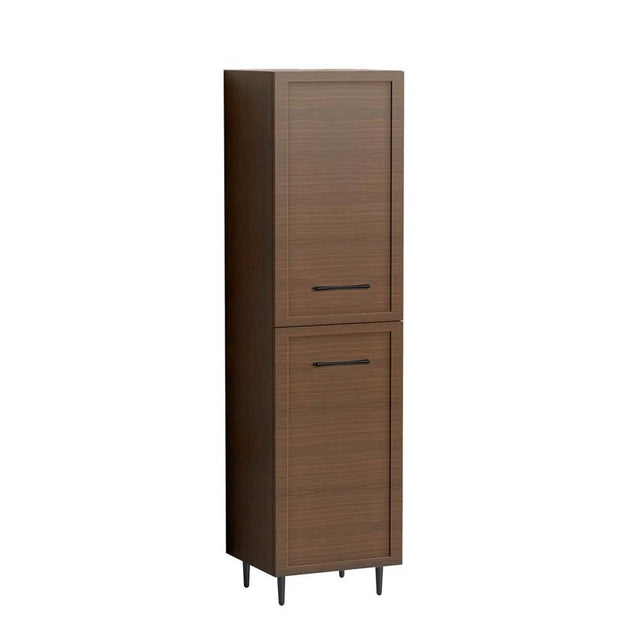 Madeli - Madeli Portrait 20''W x 18''D x 76''HW x 18''D x 76''H Free Standing Linen Cabinet L Hinged in Brandy/HW: Handles/Feet Satin Brass(SB) - Brandy With Satin Brass