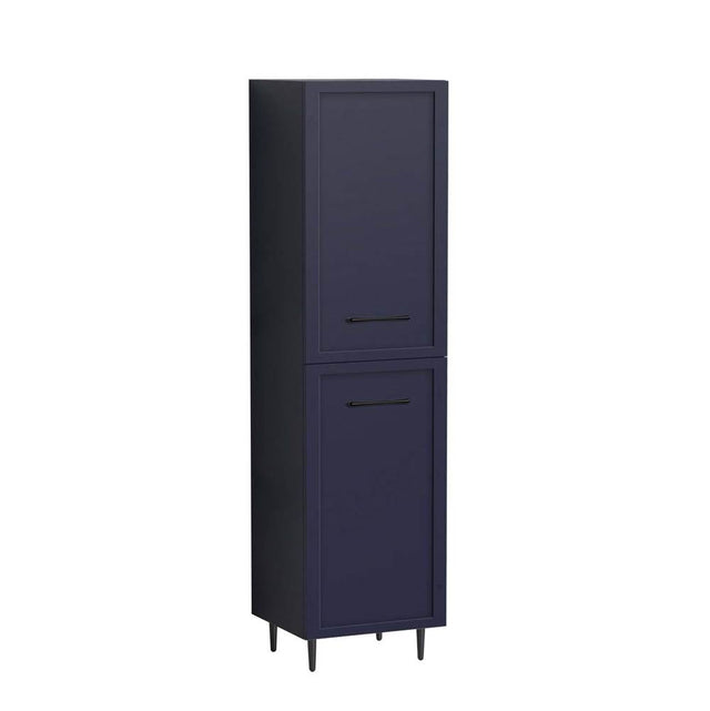 Madeli - Madeli Portrait 20''W x 18''D x 76''HW x 18''D x 76''H Free Standing Linen Cabinet L Hinged in Sapphire/HW: Handles/Feet Matte Black(MB) - Sapphire With Matte Black