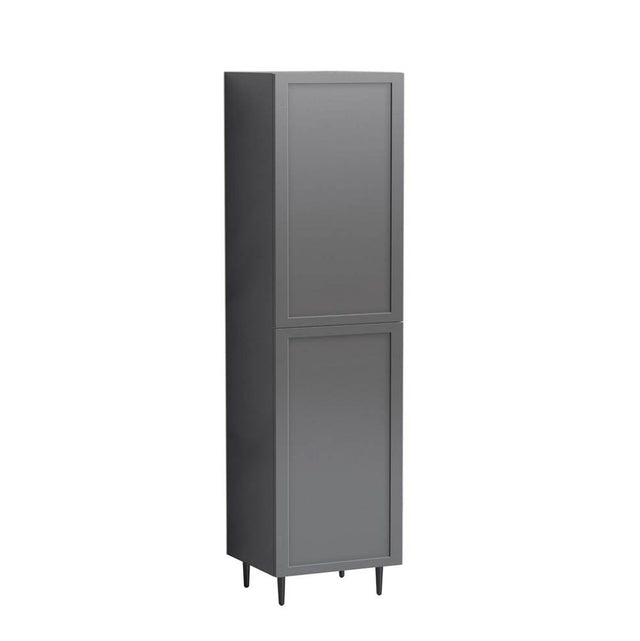 Madeli - Madeli Portrait 20''W x 18''D x 76''HW x 18''D x 76''H Free Standing Linen Cabinet L Hinged in Studio Grey/HW: No Handles - Feet Brushed Nickel(BN) - Studio Gray With Brushed Nickel