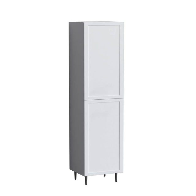 Madeli - Madeli Portrait 20''W x 18''D x 76''HW x 18''D x 76''H Free Standing Linen Cabinet L Hinged in White/HW: No Handles - Feet Brushed Nickel(BN) - White With Brushed Nickel