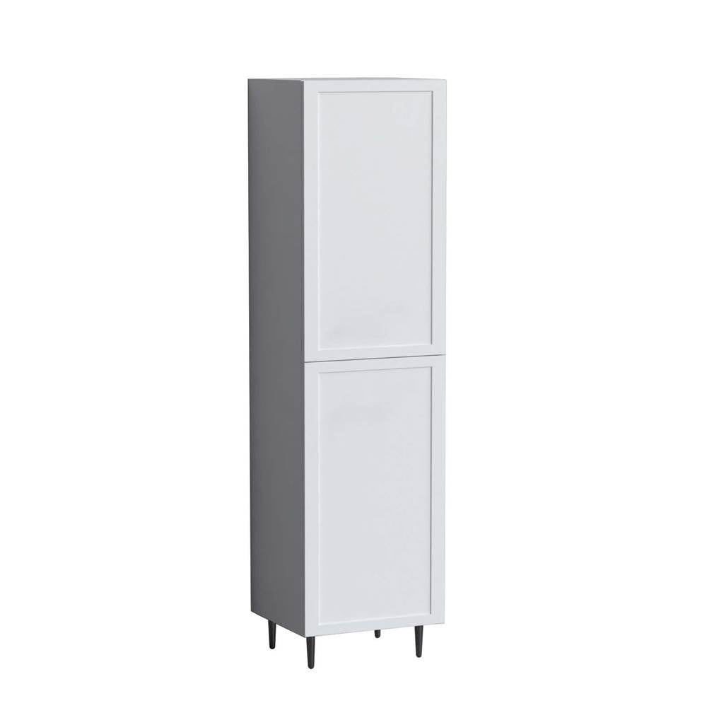 Madeli - Madeli Portrait 20''W x 18''D x 76''HW x 18''D x 76''H Free Standing Linen Cabinet L Hinged in White/HW: No Handles - Feet Satin Brass(SB) - White With Satin Brass