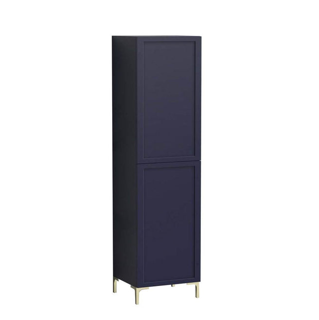 Madeli - Madeli Portrait 20''W x 18''D x 76''HW x 18''D x 76''H Free Standing Linen Cabinet L Hinged in Sapphire/HW: No Handles - Feet Polished Chrome(PC) - Sapphire With Polished Chrome
