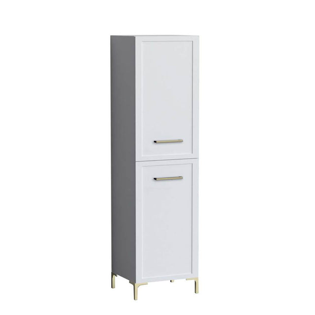 Madeli - Madeli Portrait 20''W x 18''D x 76''HW x 18''D x 76''H Free Standing Linen Cabinet L Hinged in White/HW: Handles/Feet Matte Black(MB) - White With Matte Black