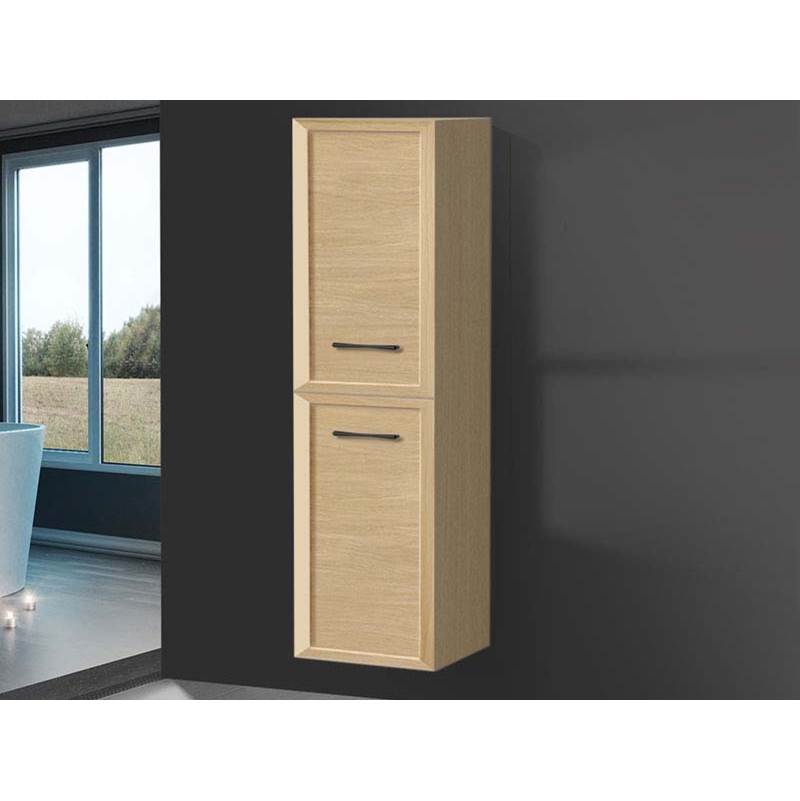 Madeli - Madeli Contour 20''W x 18''D x 71''H Wall Hung Linen Cabinet L Hinged in Natural Oak/HW: Handles Satin Brass(SB) - Natural Oak With Satin Brass