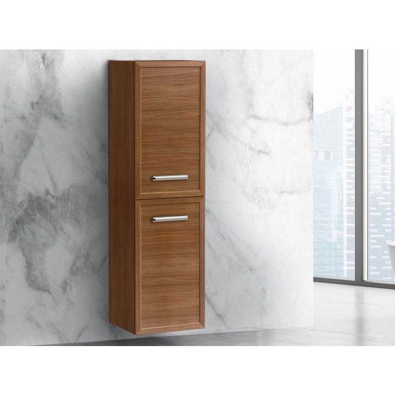 Madeli - Madeli Contour 20''W x 18''D x 71''H Wall Hung Linen Cabinet L Hinged in Natural Walnut/HW: Handles Polished Nickel(PN) - Natural Walnut With Polished Nickel