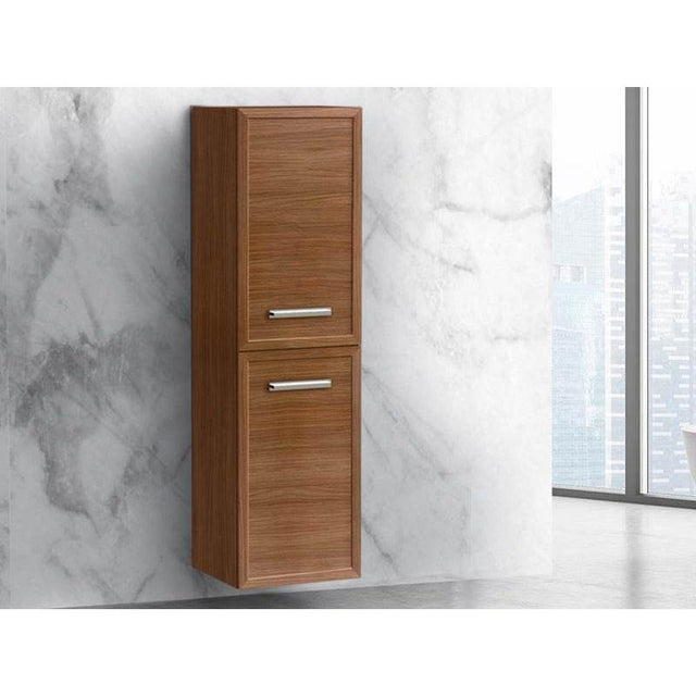 Madeli - Madeli Contour 20''W x 18''D x 71''H Wall Hung Linen Cabinet L Hinged in Natural Walnut/HW: Handles Satin Brass(SB) - Natural Walnut With Satin Brass