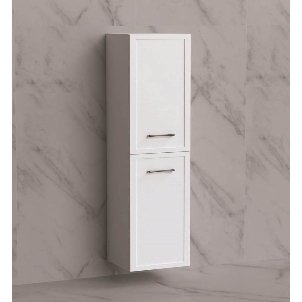 Madeli - Madeli Contour 20''W x 18''D x 71''H Wall Hung Linen Cabinet L Hinged in White/HW: Handles Matte Black(MB) - White With Matte Black