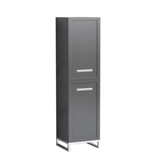 Madeli - Madeli Portrait 20''W x 18''D x 76''H Free Standing Linen Cabinet R Hinged in Studio Grey/HW: Handles/Feet Polished Nickel(PN) - Studio Gray With Polished Nickel
