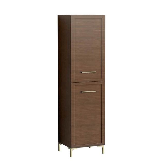 Madeli - Madeli Portrait 20''W x 18''D x 76''H Free Standing Linen Cabinet R Hinged in Brandy/HW: Handles/Feet Brushed Nickel(BN) - Brandy With Brushed Nickel
