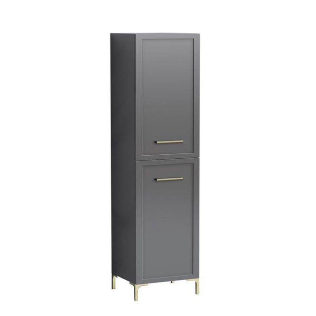 Madeli - Madeli Portrait 20''W x 18''D x 76''H Free Standing Linen Cabinet R Hinged in Studio Grey/HW: Handles/Feet Brushed Nickel(BN) - Studio Gray With Brushed Nickel