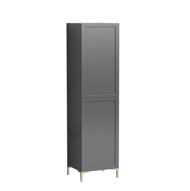 Madeli - Madeli Portrait 20''W x 18''D x 76''H Free Standing Linen Cabinet R Hinged in Studio Grey/HW: No Handles - Feet Brushed Nickel(BN) - Studio Gray With Brushed Nickel