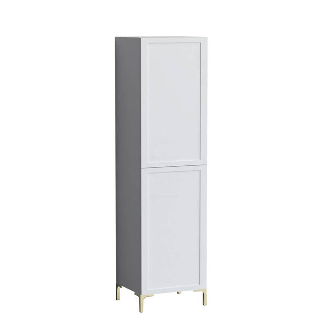 Madeli - Madeli Portrait 20''W x 18''D x 76''H Free Standing Linen Cabinet R Hinged in White/HW: No Handles - Feet Polished Nickel(PN) - White With Polished Nickel