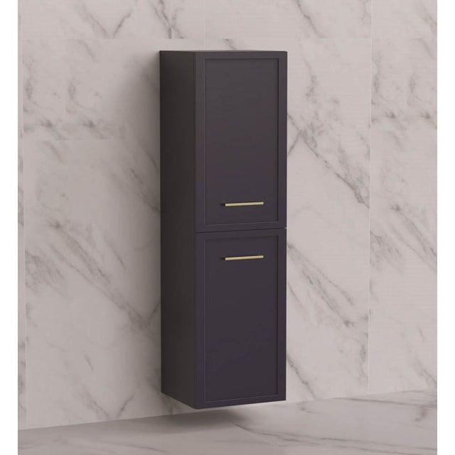 Madeli - Madeli Contour 20''W x 18''D x 71''H Wall Hung Linen Cabinet R Hinged in Sapphire/HW: Handles Satin Brass(SB) - Sapphire With Satin Brass