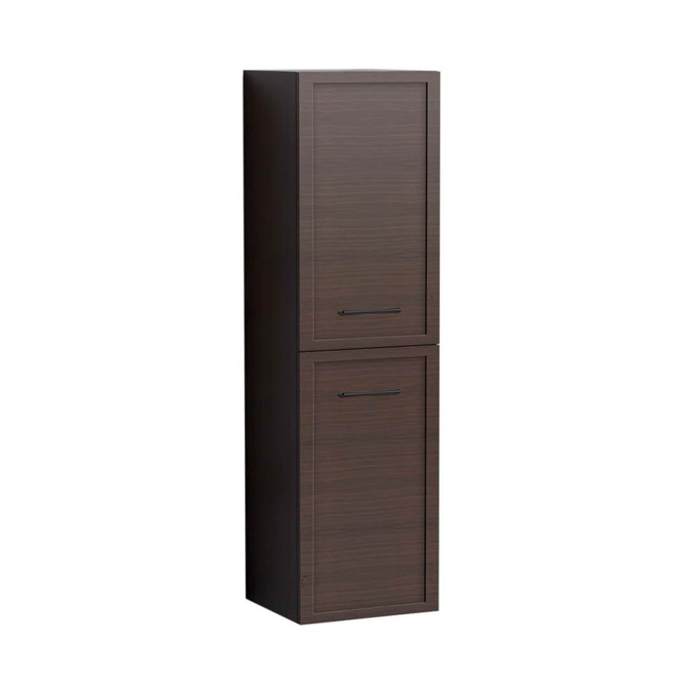 Madeli - Madeli Contour 20''W x 18''D x 71''H Wall Hung Linen Cabinet R Hinged in Walnut/HW: Handles Matte Black(MB) - Walnut With Matte Black