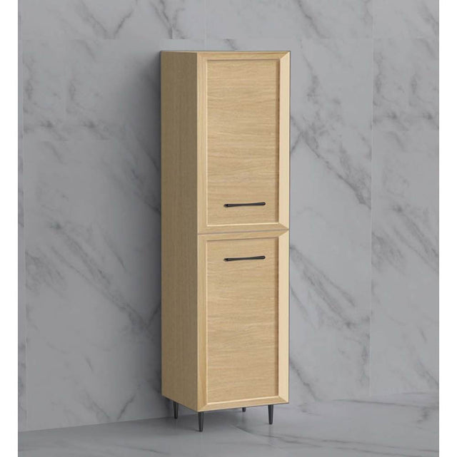 Madeli - Madeli Portrait 20''W x 18''D x 76''H Free Standing Linen Cabinet L Hinged in Natural Oak/HW: Handles/Feet Polished Chrome(PC) - Natural Oak With Polished Chrome