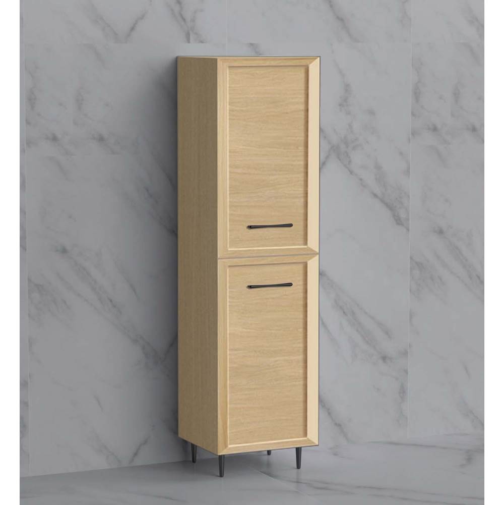 Madeli - Madeli Portrait 20''W x 18''D x 76''H Free Standing Linen Cabinet L Hinged in Natural Oak/HW: Handles/Feet Polished Nickel(PN) - Natural Oak With Polished Nickel