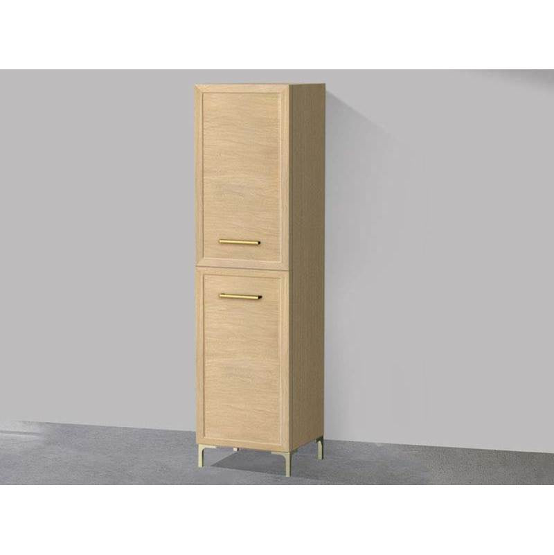 Madeli - Madeli Portrait 20''W x 18''D x 76''H Free Standing Linen Cabinet L Hinged in Natural Oak/HW: Handles/Feet Polished Nickel(PN) - Natural Oak With Polished Nickel