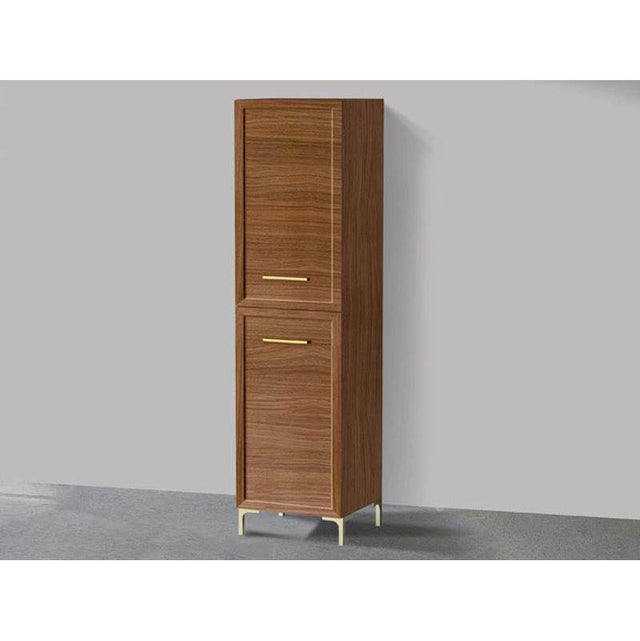 Madeli - Madeli Portrait 20''W x 18''D x 76''H Free Standing Linen Cabinet R Hinged in Natural Walnut/HW: Handles/Feet Polished Chrome(PC) - Natural Walnut With Polished Chrome