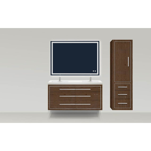 Madeli - Madeli Villa 20''W x 18''D x 71''H Wall Hung Linen Cabinet L Hinged In Brandy/HW: Matte Black(MB) - Brandy With Matte Black