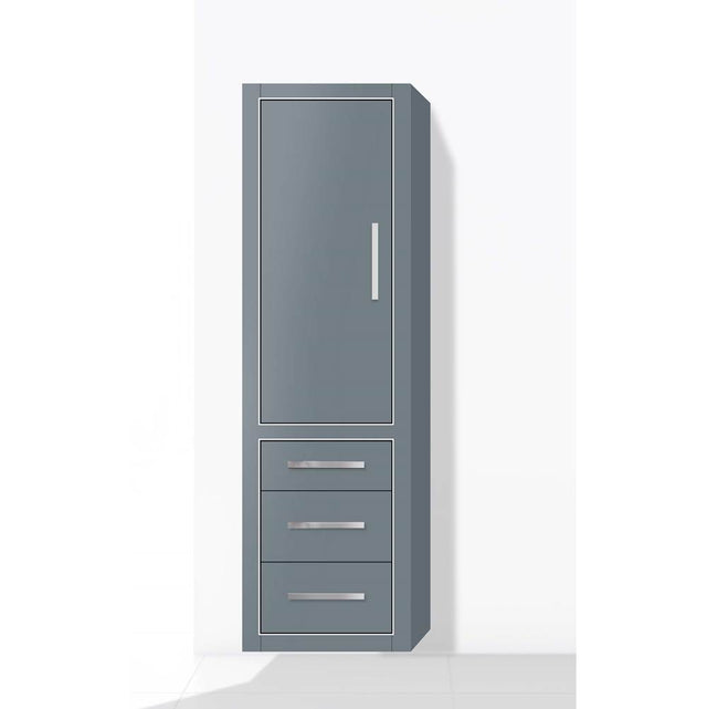 Madeli - Madeli Villa 20''W x 18''D x 71''H Wall Hung Linen Cabinet L Hinged In Studio Grey/HW: Polished Chrome(PC) - Studio Gray With Polished Chrome